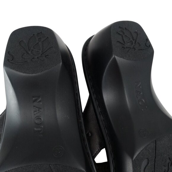 Naot Black Leather Wedge Beaded Sandals Size 36 US 6 Comfort Rhinestone - Picture 8 of 12